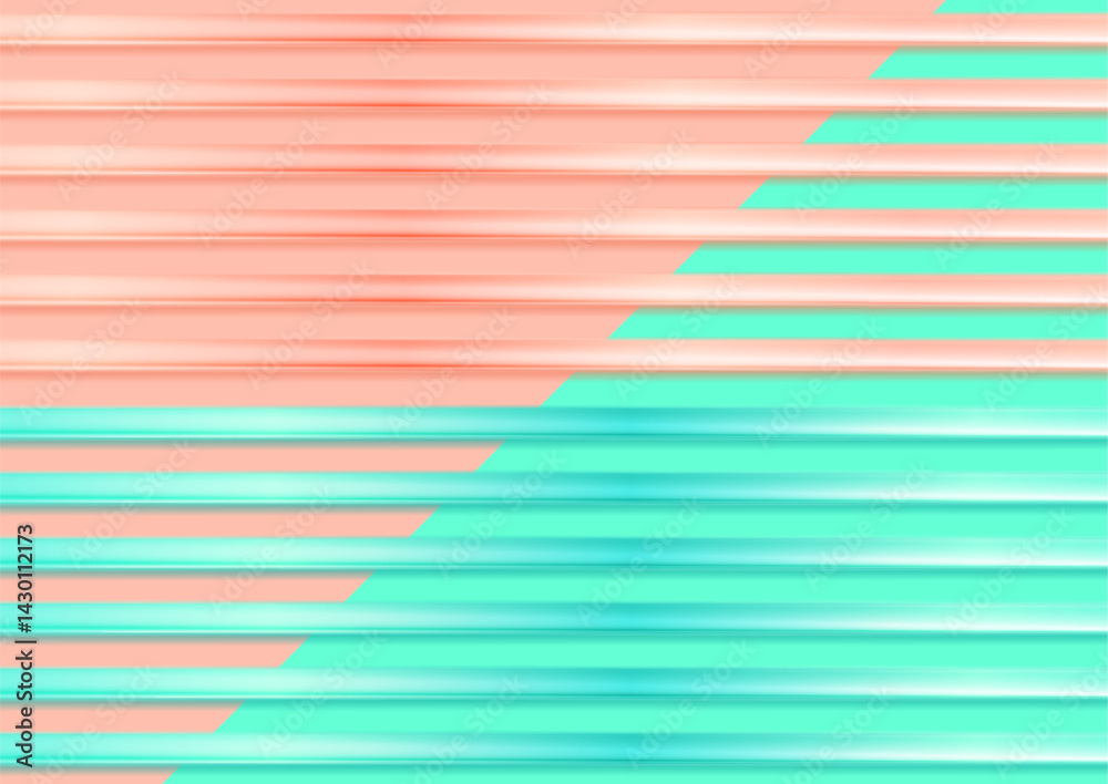 Poster contrast green mint and pink minimal abstract background with glossy stripes. modern pastel geometry