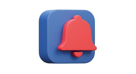 Fototapeta premium Red Bell on Blue Square