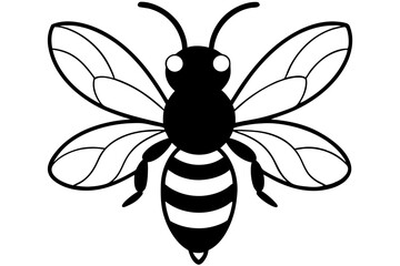 cartoon bee vector silhouette illustration isolated on white background