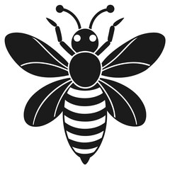 cartoon bee vector silhouette illustration isolated on white background