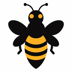 cartoon bee vector silhouette illustration isolated on white background