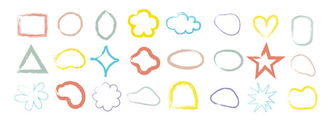 Colorful Geometric Shapes set, Hand-Drawn Abstract Shape for design, decorative frames elements vector illustration