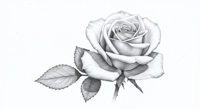Rose sketch isolated on white background