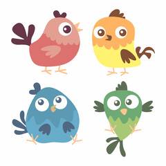 Set of cute color birds