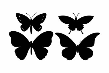 set of butterfly vector silhouette illustration isolated on white background