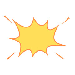 A bright yellow comic boom, bursts on transparent background