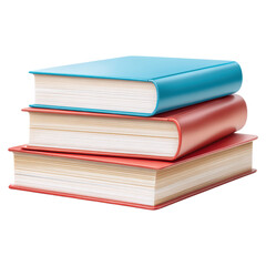 Colorful Stack of Three Hardcover Books, isolated on transparent background.