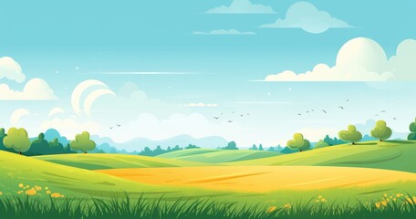 Obraz premium A sunny landscape simple, a minimalist flat. Eye