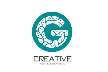 Letter G with Intelligent Brain Logo Design. Healthcare and Neuroscience Logo Design.	
