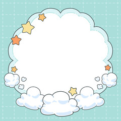 Cute memo for writing messages, reminders, decorated with clouds and stars.