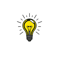 Bright yellow lightbulb illustration for innovation ideas and creative thinking concept design vector graphic