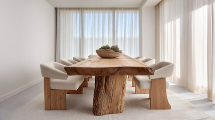 Modern Dining Room with Natural Wood Table and Chairs