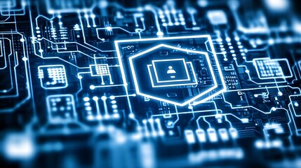 Cybersecurity shield protecting data digital landscape graphic design futuristic environment close-up view