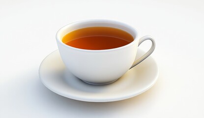 White teacup and saucer on white background (1)