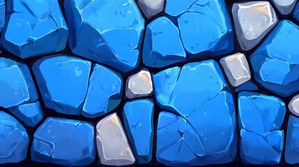 Textured Blue and Gray Rocks with Irregular Shapes on a Dark Background