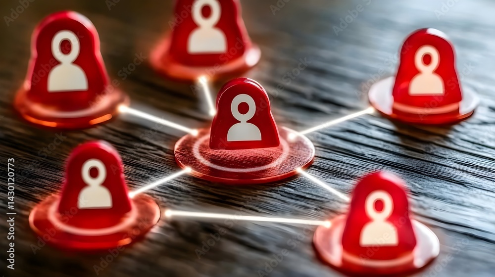 Poster network nodes illuminated with red alerts digital environment cybersecurity concept abstract view