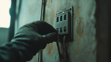 Electrician installing light switches on a wall. Featuring technical knowledge and safety