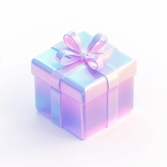 Obraz premium Pastel gift box on white background; gift giving, celebration, 3D illustration