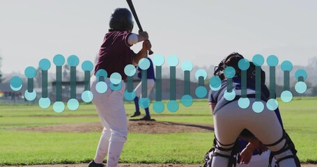 Female batter swinging bat on baseball field, displaying sports analytics chart overlays - Powered by Adobe