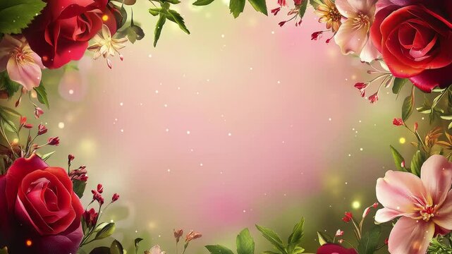 Floral frame in pink background