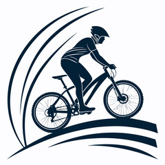 Naklejka premium Mountain Biker Silhouette Adventure Bike Ride Extreme Sport Vector Illustration