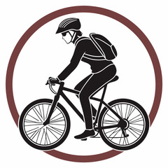 Obraz premium Cyclist Rides A Mountain Bike Silhouette In A Circle Vector Illustration