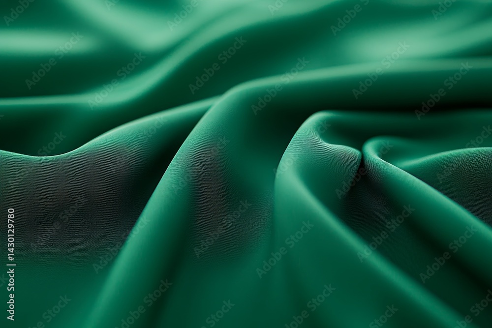 Poster Soft, luxurious silk fabric in deep teal displays gentle folds and reflections, creating a serene visual with ample space for creative design elements