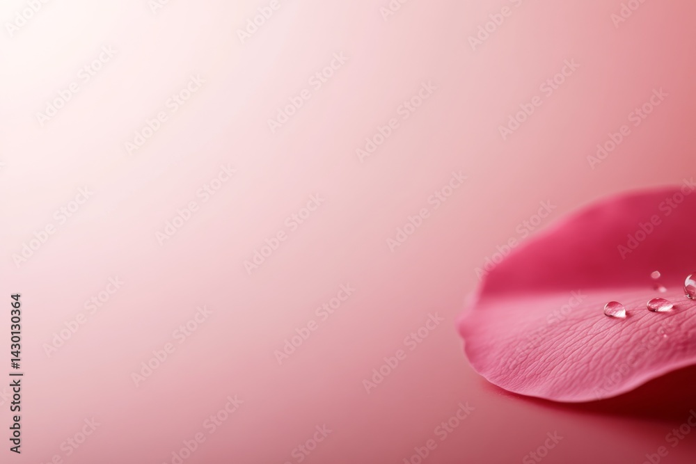 Aufkleber A close-up view captures a single rose petal adorned with a clear droplet, showcasing its intricate textures against a soft, blurred background