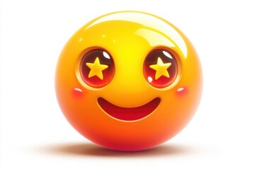 Fototapeta premium Starry eyed emoji with smile on white background