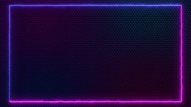 abstract neon lights frame on metal texture background loop animation, technology futuristic game and science social media motion background	