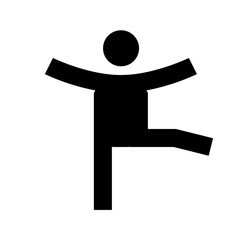 Silhouette of a person with arms outstretched and one leg lifted in a playful or dance like pose isolated