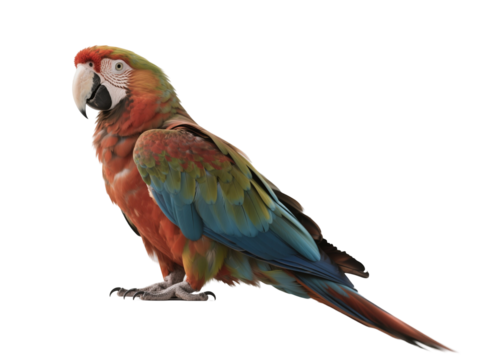Macaw Parrot, Vibrant Macaw, Tropical Bird Isolated On White Transparent Background PNG Object Cut Out Social Media Advertisement Banner Label Poster Download