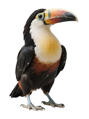 Obraz premium Toucan, Colorful Toucan, Tropical Bird Isolated On White Transparent Background PNG Object Cut Out Social Media Advertisement Banner Label Poster Download