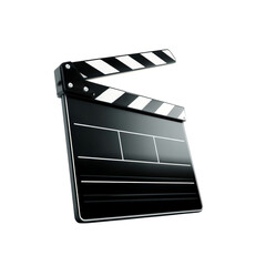 Fototapeta premium Stylish 3D clapperboard icon in PNG format with transparent background, perfect for film, video, and production themes, appealing to creatives and filmmakers seeking polished visuals.