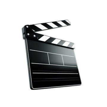 Stylish 3D clapperboard icon in PNG format with transparent background, perfect for film, video, and production themes, appealing to creatives and filmmakers seeking polished visuals.
