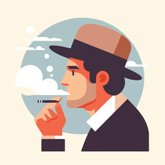vector image of a person smoking