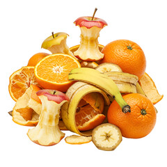 wasted fruits and peels or remains of fruits isolated