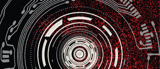 Abstract grunge futuristic cyber technology background. Sci-fi circuit design. Blueprint on old grungy surface. Futuristic technology design. Cyber punk backdrop	