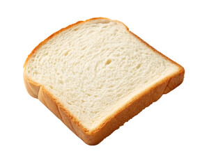 a slice of white bread on the side top view isolated on background