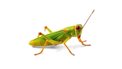green grasshopper isolated on white