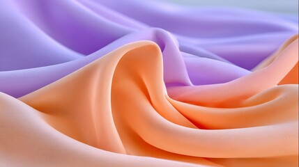 Captivating Close-Up of Ethereal Pink and Purple Chiffon Fabric Showcasing its Flowing Texture and Dreamy Elegance in Soft Lighting