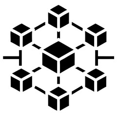 Obraz premium Blockchain Digital Icon Silhouette Vector Illustration on Transparent Background PNG Image 