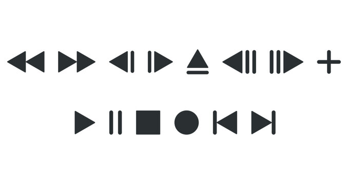 Audio player vector icons isolated on white background.
