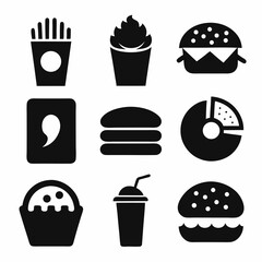 Download Fast-Food Silhouettes Icon Set with White Backdrop