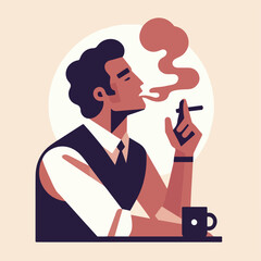 vector image of a person smoking