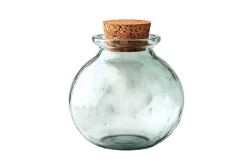 A mystical glass jar sealed with a cork holds a shadowy creature a captivating enigma hinting at magical secrets mysterious potions and on transparent background