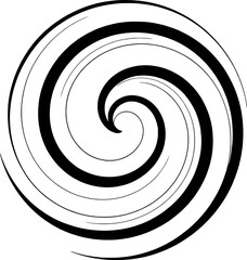 Abstract swirling vortex pattern black and white circular flowing design element
