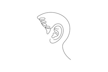 
Human ear continuous one line art outline vector minimalist design
