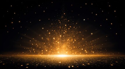 Sparkling golden explosion on black background