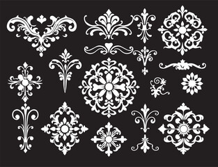 A set of elements, symbols, ornaments, mandalas. Hand drawn vector illustration